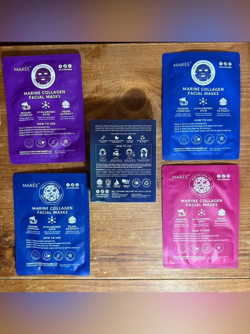 Maree Marine Collagen Eye Gels (10 Pairs in box) and Marine Collagen Face Masks - Picture 2 of 2
